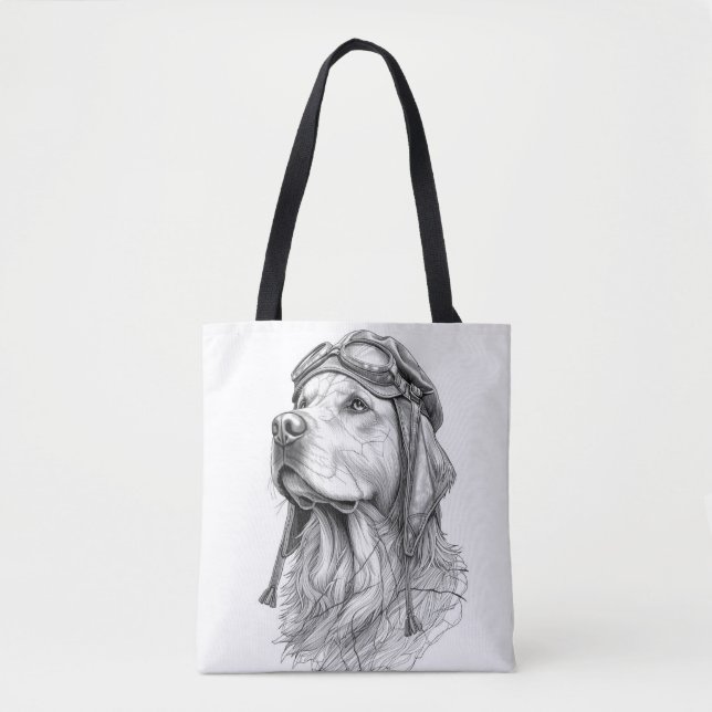 The Aviator: Marble Retriever Pet Tote Bag (Frente)