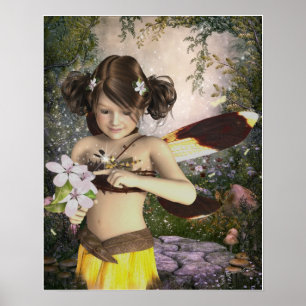 The Fairy and the Dragonfly Poster Print