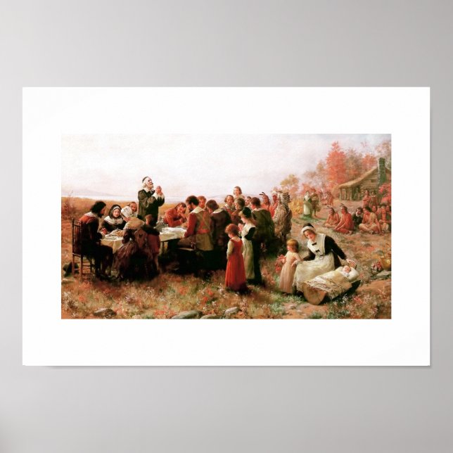 The First Thanksgiving in Plymouth Fine Art Poster (Frente)