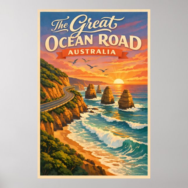 The Great Ocean Road Australia - Vintage Poster (Frente)