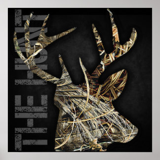 "The Hunt" Deer Hunando Camoflauge Antlers Poster