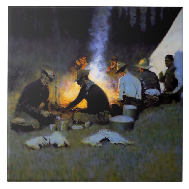 "The Hunter's Supper", por Frederic Remington (Frente)