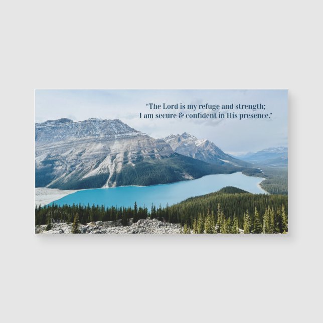 The Lord Is My Refuge Mountain Lake Photo Magnet (Frente)