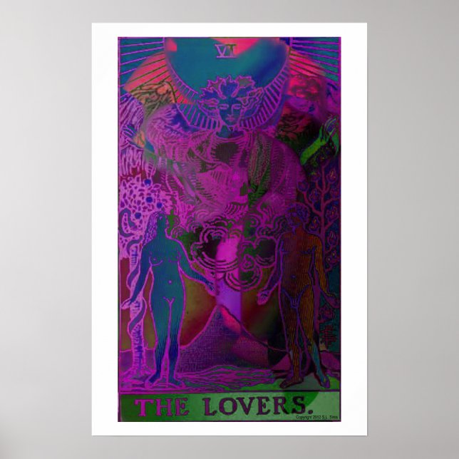 The Lovers Tarot Card Psychedelic Poster (Frente)