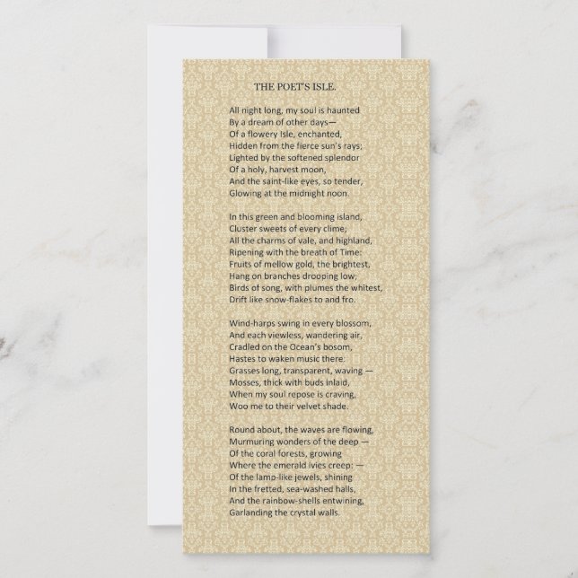 "The Poet's Isle" Belo Cartão Poema do 19º C. (Frente)