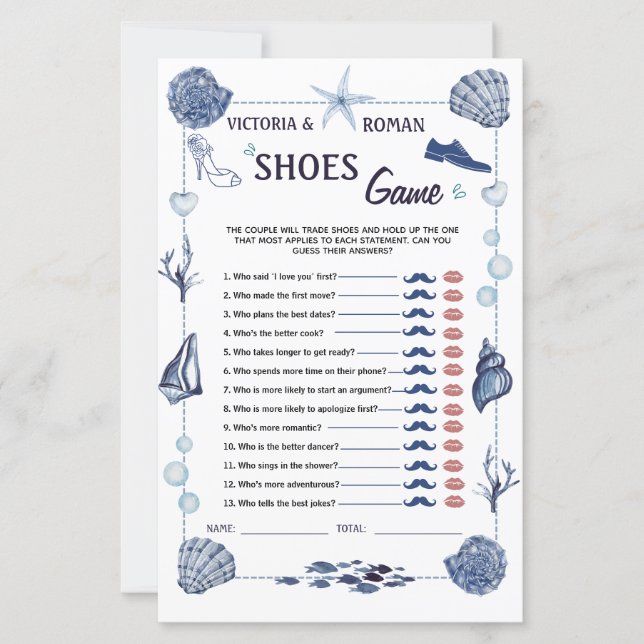 The Shoe Game Bridal Shower Nautical Wedding  (Frente)