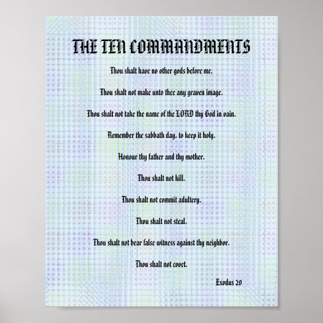 The Ten Commandments - Blue Grid Poster (Frente)
