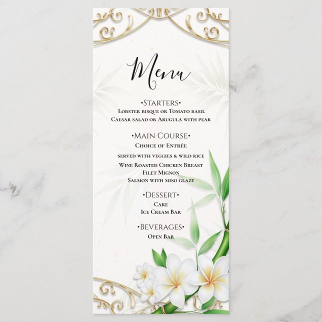 The Tropical Imperial Bamboo Garden Wedding Menu (Frente)