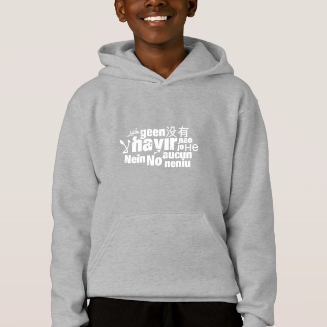 The word "No" in different languages Hoodie (Frente)