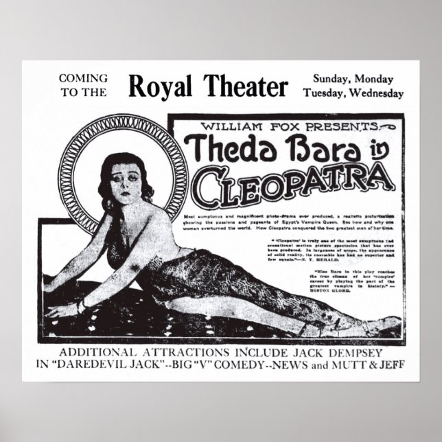 Theda Bara 1920 Vintage Filme e poster (Frente)
