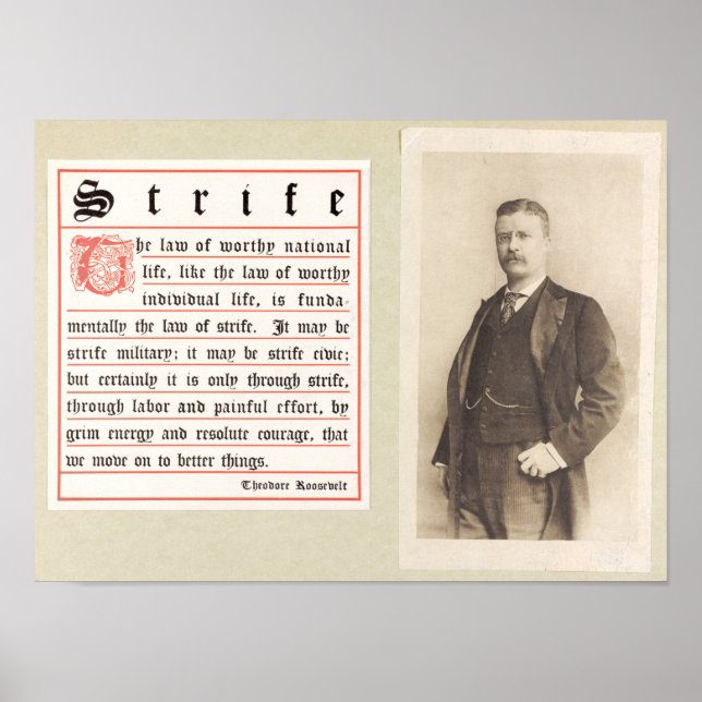Theodore Roosevelt Poster de Motivação (Frente)