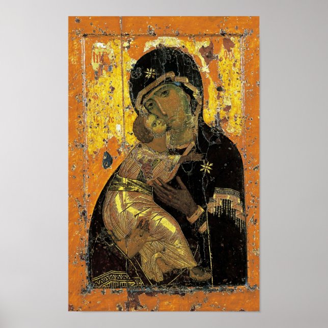 Theotokos do Impressão de Ícone Ortodoxo de Vladim (Frente)