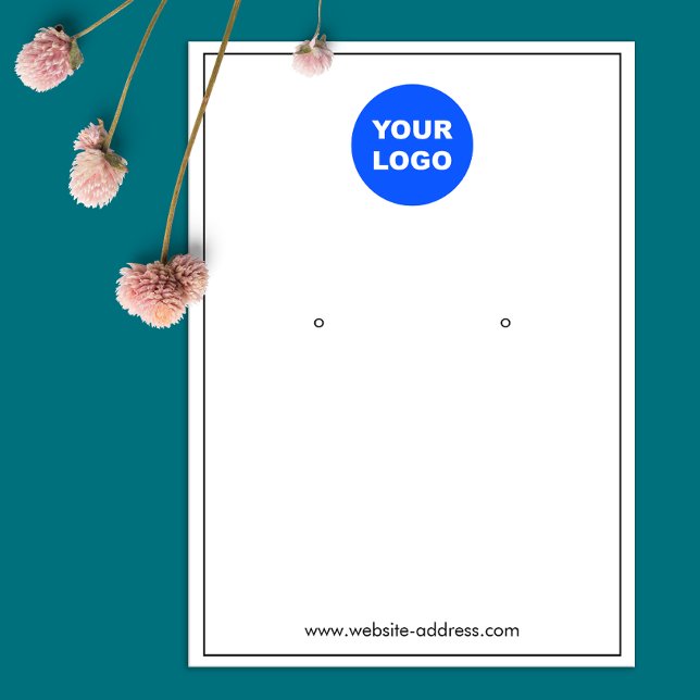 Thin Black  Border White Custom Add Logo Earring  (Criador carregado)