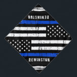 Thin Blue Line Personalizado Policial Bandana<br><div class="desc">Thin Blue Line Bandana - Bandeira americana em cores de bandeira policial, design angustiada. Personalize com o nome do cão da polícia. Esta bandana de cão da polícia personalizada é perfeita para as famílias da polícia e polícias e para todos aqueles que os apoiam. COPYRIGHT © 2020 Judy Burrows, Black...</div>