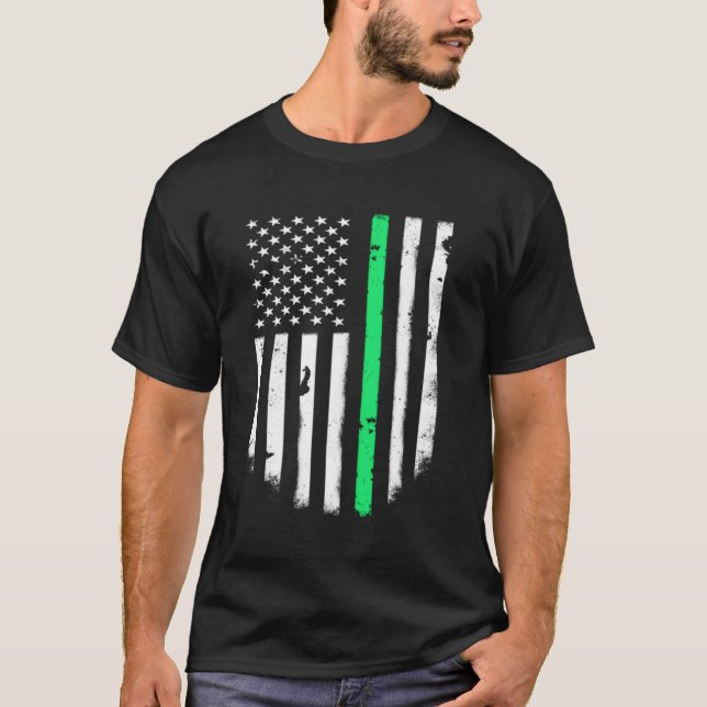 Thin Green Line Usa American Flag Jaqueta Top (Frente)