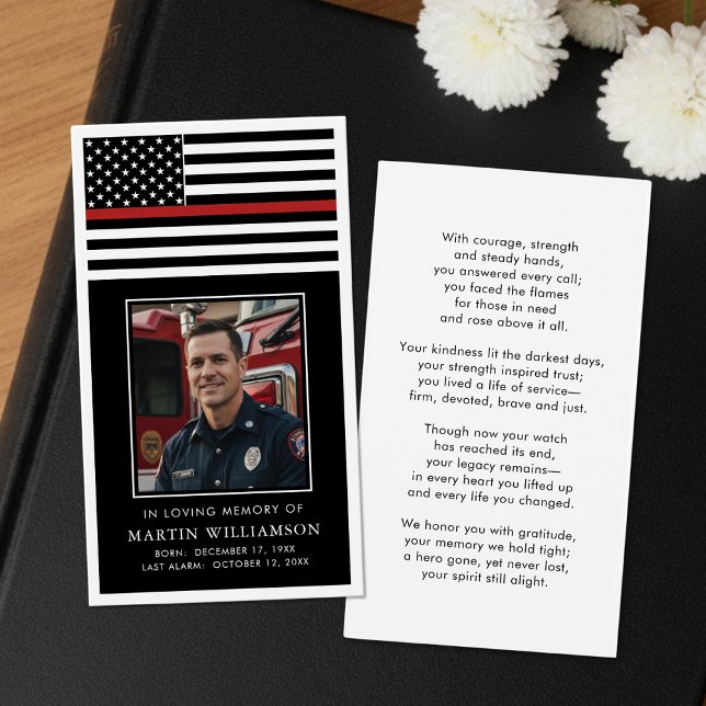 Thin Red Line Firefighter Memorial Prayer Card (Criador carregado)