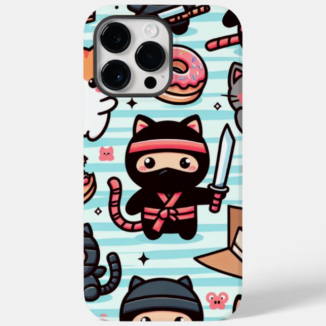 This cute iPhone case features playful ninja cats (Verso)