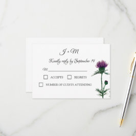 Thistle Floral Scottish Watercolor Weding RSVP