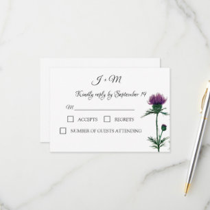Thistle Floral Scottish Watercolor Weding RSVP