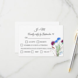 Thistle Floral Scottish Watercolor Weding RSVP