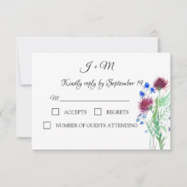 Thistle Floral Scottish Watercolor Weding RSVP