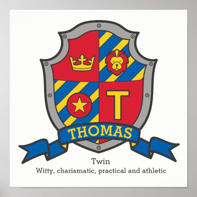 Thomas boys name significa heraldry shield poster (Frente)