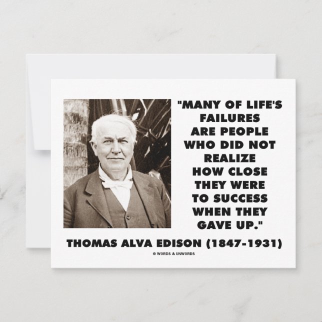 Thomas Edison falha perto do sucesso desistiu (Frente)