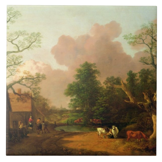 Thomas Gainsborough | uma paisagem com figuras, Fa (Frente)