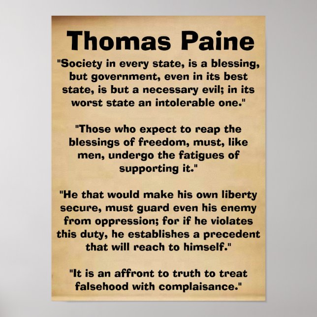 Thomas Paine cita Poster (Frente)