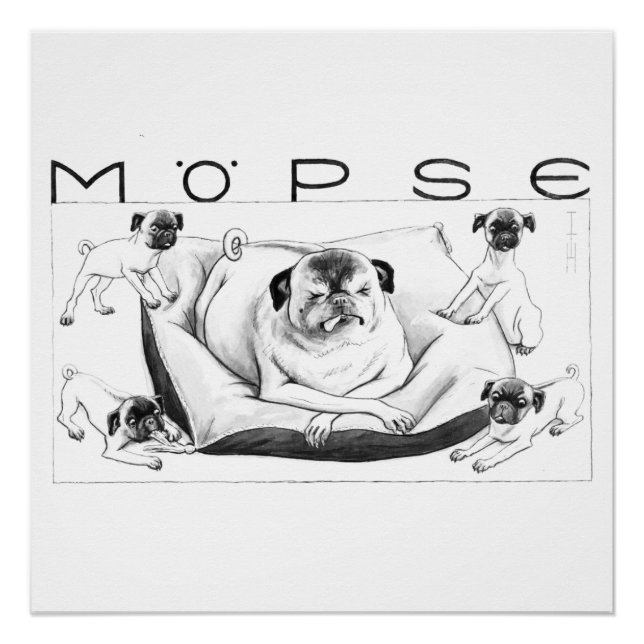 Thomas Theodor Heine - Impressão Möpse Poster (Frente)