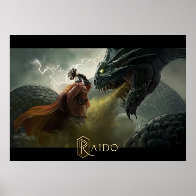 Thor Vs Jormungand Poster (Frente)