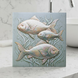 Three Fish Opalescent Bas Relief D1221