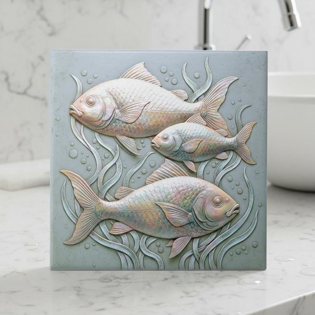 Three Fish Opalescent Bas Relief D1221 (Criador carregado)