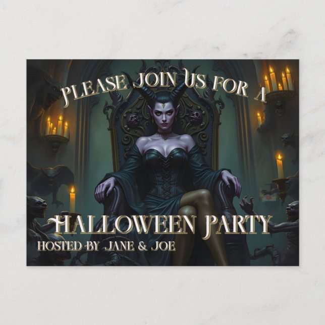 Throned Demon Queen em Candlelight - Convite (Frente)