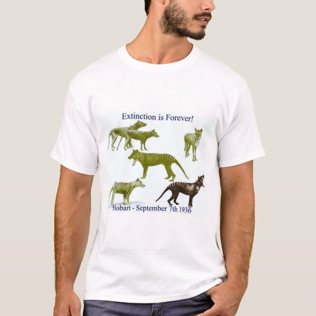 Thylacine Tasmânia - Extinção Tigre - Camiseta (Frente)
