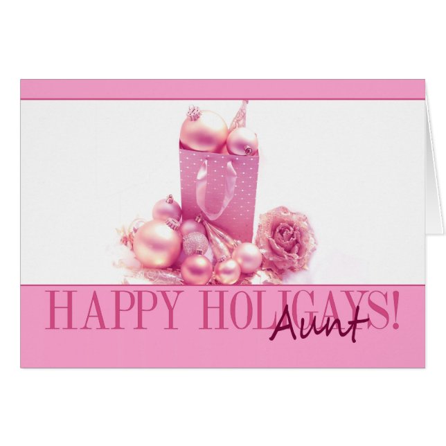 Tia - Cartão de Holigays Feliz Rosa (X-mas Lésbica (Frente Horizontal)