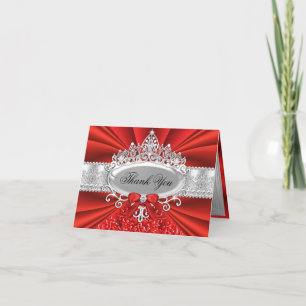 Tiara Vermelha & Carta de Agradecimento Damask