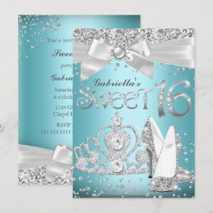 Tiaras e Saltos Altos Blue Sparkle Convite Sweet 1