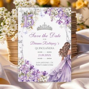 Tiaro de Flor de Borboleta Prata Lavanda Quinceañe