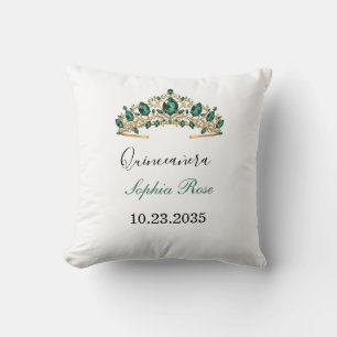 Tiaro de Ouro Verde Esmeralda Quinceañera Almofada