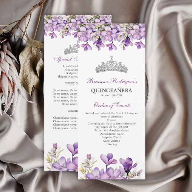 Tiaro Floral de Lavanda Prata Programa Quinceañera (Criador carregado)