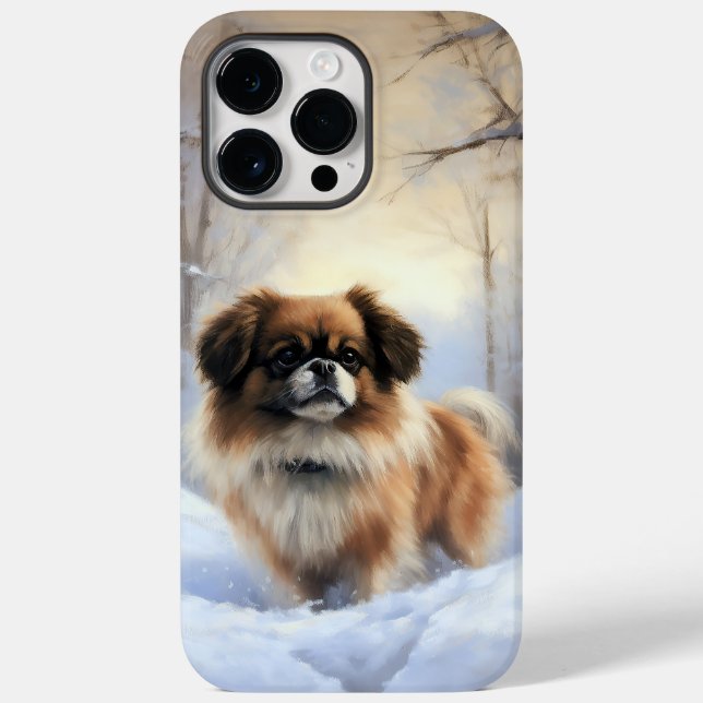 Tibetan Spaniel Deixe Nevar Natal  (Verso)