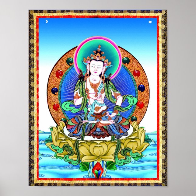 Tibetan Thangka Vajrasattva Mandala Poster Print (Frente)