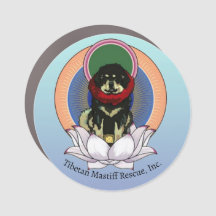 Tibetano Mastiff Lotus Logotipo Round Car Magnet