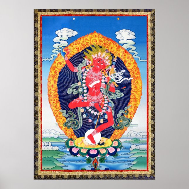 Tibetano Thangka Vajravarahi Impressão (Frente)
