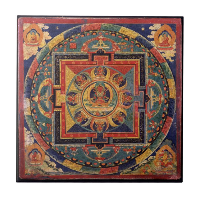 Tibetano Thanka da antiguidade da mandala de (Frente)