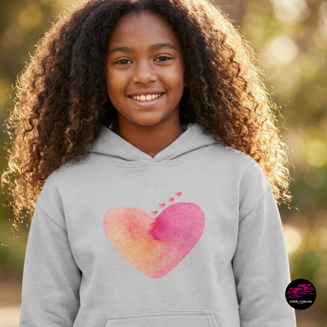 Tic Tac Toe Cristão Alegria Deus Corações (Big heart energy! A colorful watercolor heart brings bright, happy vibes to this cozy hoodie.)