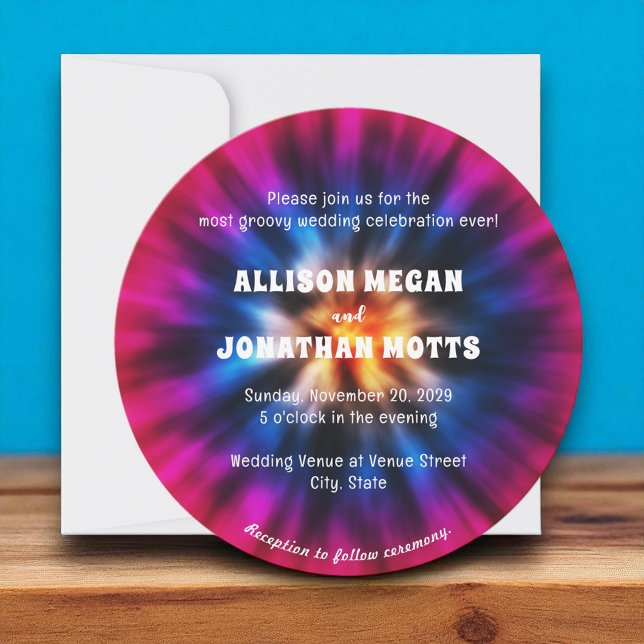 Tie Dye 60s 70s Convite para Casamento Retroativo (Criador carregado)