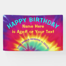 Tie Dye Banner personalizado para Banner de aniver