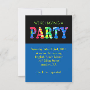 TIE DYE Bar Mitzvah Convite Recepção Cartão